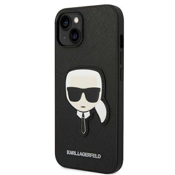 Etui KARL LAGERFELD Apple iPhone 14 Plus Saffiano Karl`s Head Patch Czarny Hardcase